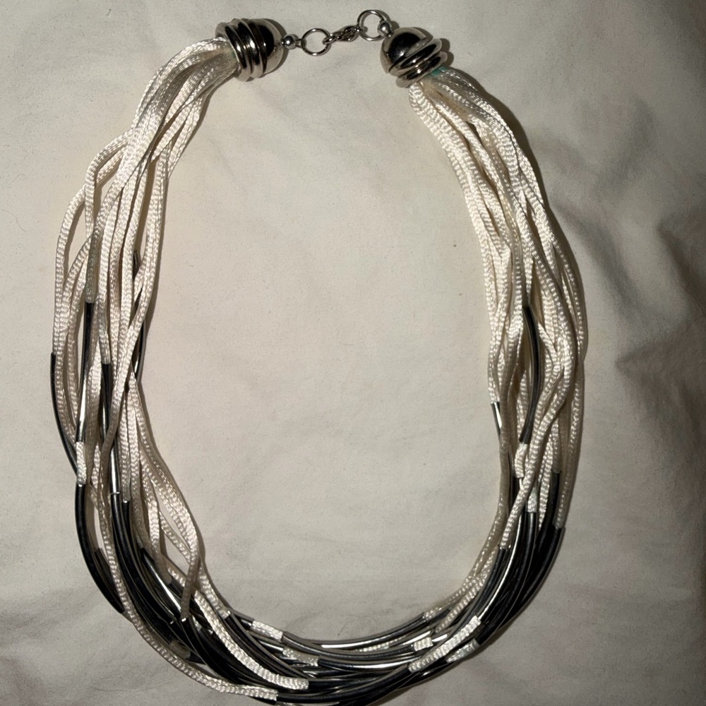 Silver and White Multi-Strand Necklace